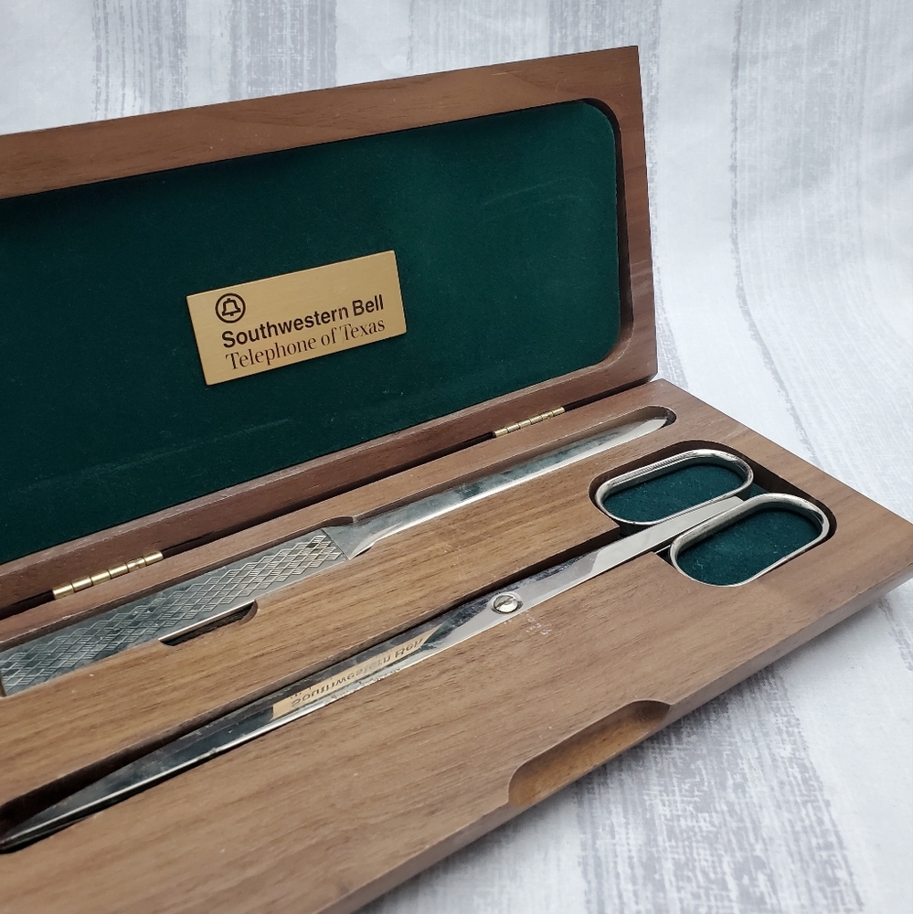 Vtg Southwestern Bell Telephone of Texas Stationary Set Letter Opener & Scissor